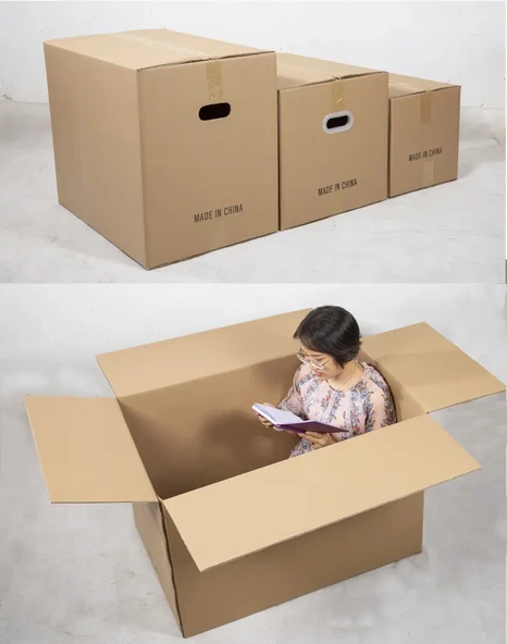 Süper Sert Ekspres Nakliye Karton Kutusu - 60x40x50cm - El Tutma Yerisiz (Model 2) - Resim 5