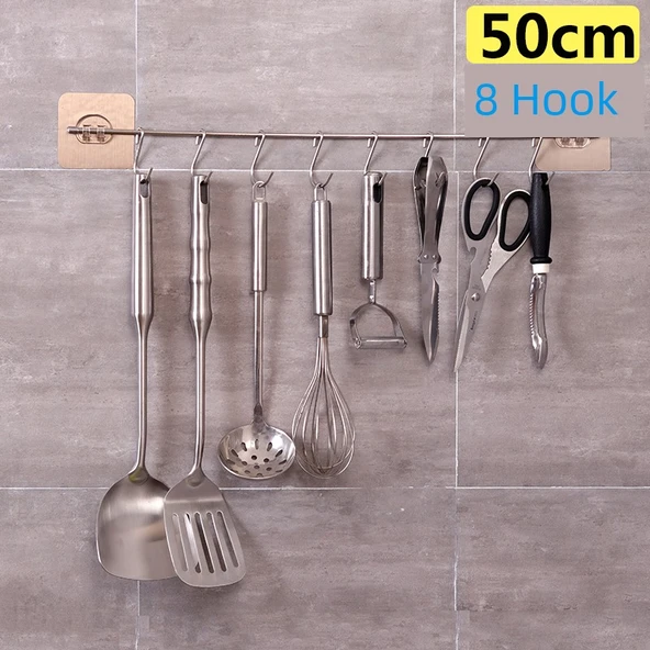 Yapışkanlı Mutfak Kancası - 50cm - 8 Kancalı