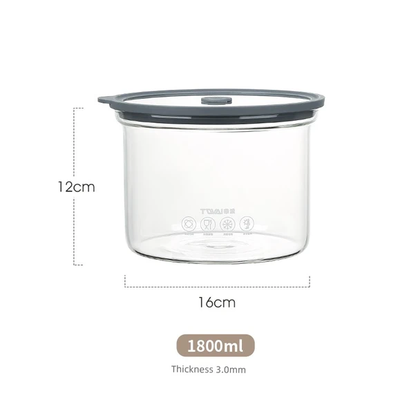 Borosilikat Cam Gıda Saklama Kabı - 1800ml (160mm x 120mm)