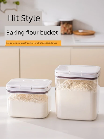 Gıda Sınıfı Kapaklı Un ve Pirinç Saklama Kabı - Kombinasyon 2, 1.5kg + 2.5kg - Resim 2