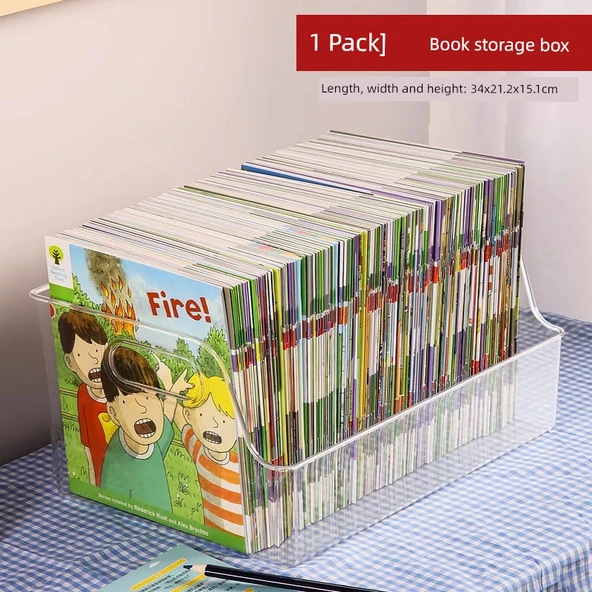 Şeffaf Plastik Çocuk Kitap Saklama Kutusu - Tekli Büyük Boy Kitap Kutusu