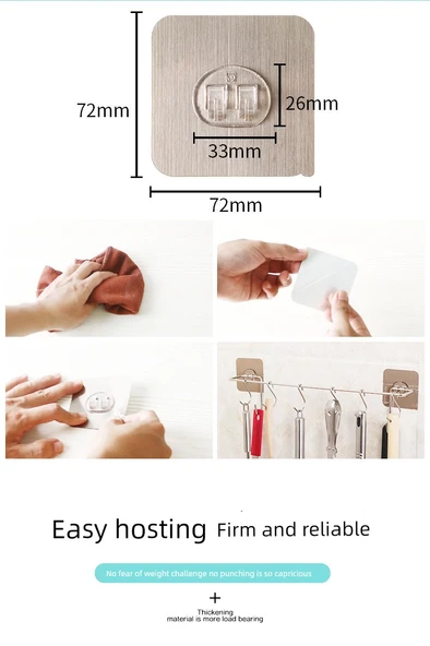 Yapışkanlı Mutfak Kancası - 40cm - 8 Kancalı - Kapaklı - Resim 11