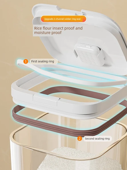 Gıda Sınıfı Kapaklı Un ve Pirinç Saklama Kabı - Kombinasyon 3, 1.5kg * 2 + 2.5kg - Resim 3