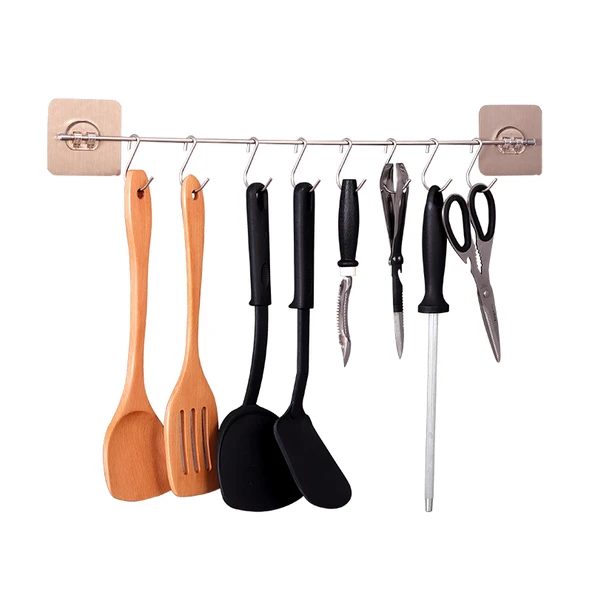 Yapışkanlı Mutfak Kancası - 40cm - 8 Kancalı - Kapaklı - Resim 5