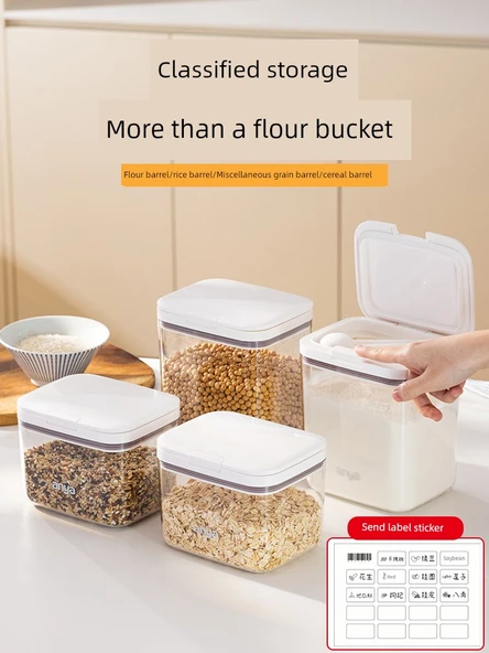 Gıda Sınıfı Kapaklı Un ve Pirinç Saklama Kabı - Kombinasyon 3, 1.5kg * 2 + 2.5kg - Resim 5