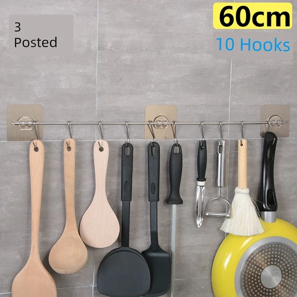 Yapışkanlı Mutfak Kancası - 60cm - 10 Kancalı