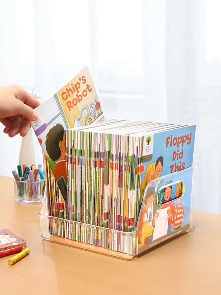 Şeffaf Plastik Çocuk Kitap Saklama Kutusu - 2'li Büyük Boy Kitap Kutusu - 3