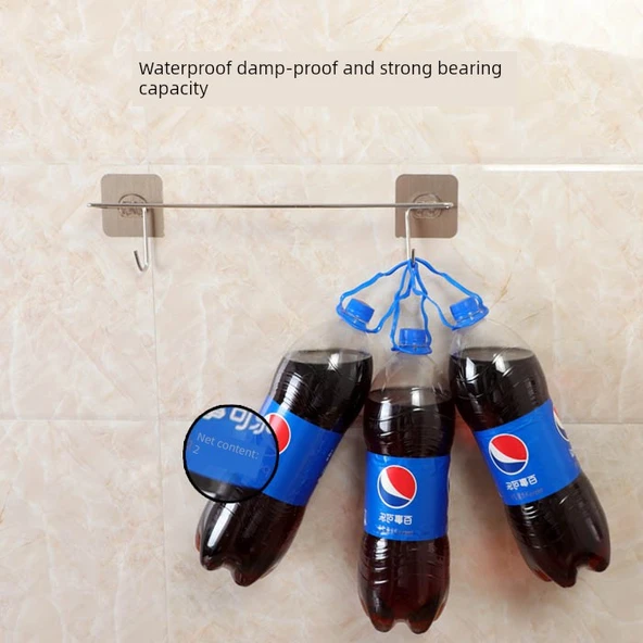 Yapışkanlı Mutfak Kancası - 40cm - 8 Kancalı - Kapaklı - Resim 3