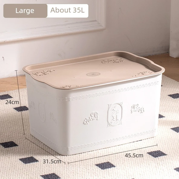 Kalınlaştırılmış Plastik Saklama Kutusu - Büyük 35L (Yaklaşık 10 Kazak)