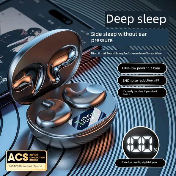 Kablosuz Bluetooth Uyku Kulaklığı - Gürültü Önleyici - Yan Yatma - M51 Supreme Beyaz - 7