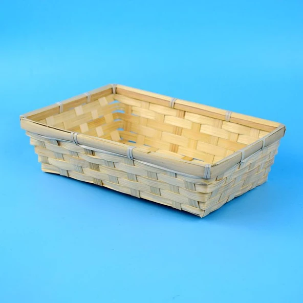 Bambu Saklama Sepeti - Küçük Boy (26x16x7.5 cm) - Sık Dokuma