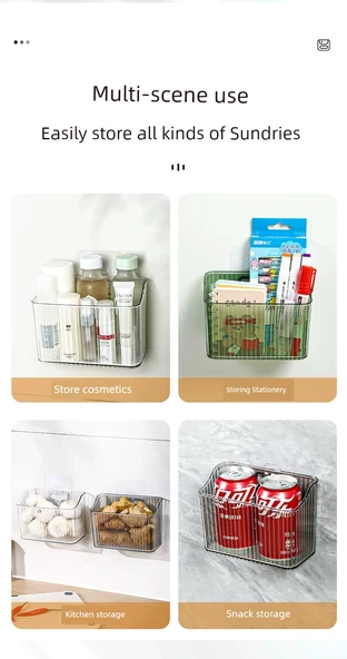 Duvara Monte Mutfak Saklama Sepeti - Küçük Boy Şeffaf - 3'lü Paket - 11