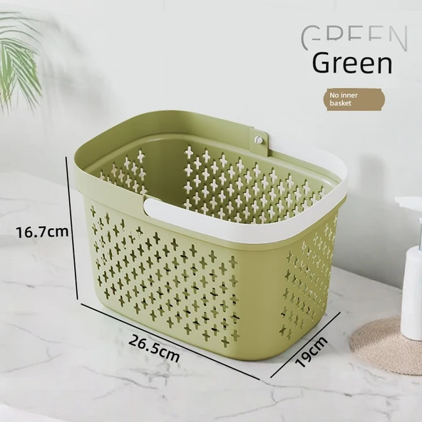 Plastik Banyo Sepeti - Dikdörtgen - Yeşil - Orta Boy