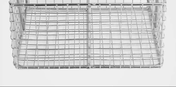 304 Paslanmaz Çelik Tel Sepet - 30x30x20cm - 2cm Delikli - 6