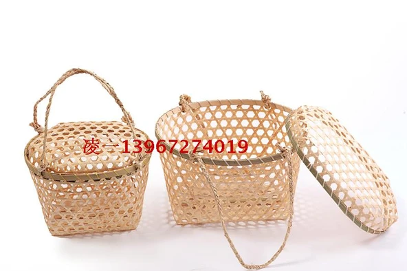 El Yapımı Bambu Sepet - Büyük Boy 33x28x20cm - 8
