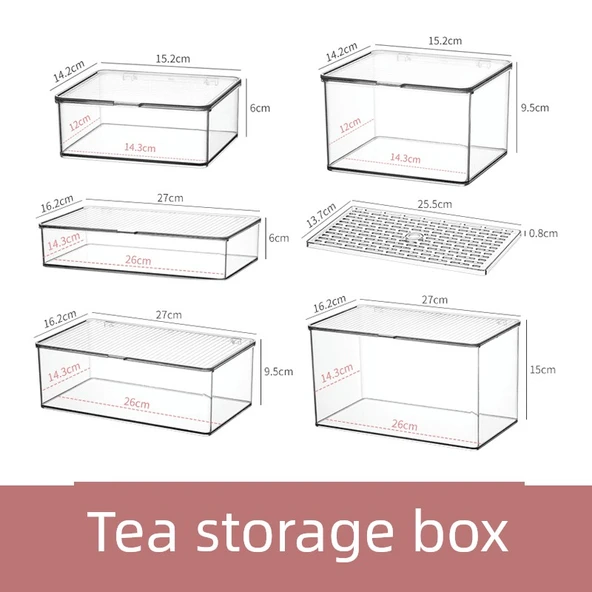 Çay Seti Saklama Kutusu - 8028 Kısa Geçmeli Kare Küçük İstiflenebilir - 6
