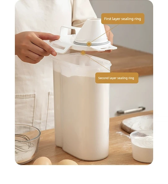 Plastik Un Saklama Kabı - 2.5L - Dört Tarafı Tokalı - Gıda Sınıfı - 1 Adet - 11