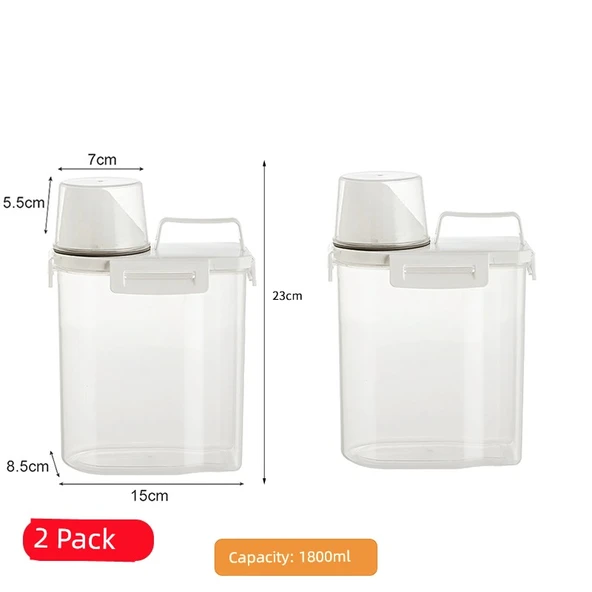 Plastik Un Saklama Kabı - 1.8L - Dört Tarafı Tokalı - Gıda Sınıfı - 2 Adet