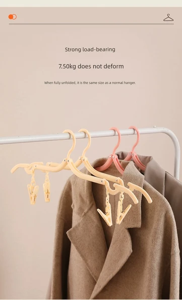 Katlanabilir Seyahat Tipi Elbise Askısı - İskandinav Yeşil - 5'li Paket [Klipsli] - Resim 10