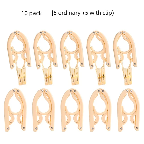 Katlanabilir Seyahat Tipi Elbise Askısı - İskandinav Desenli - 10'lu Paket [5 Klipsli + 5 Klipssiz]