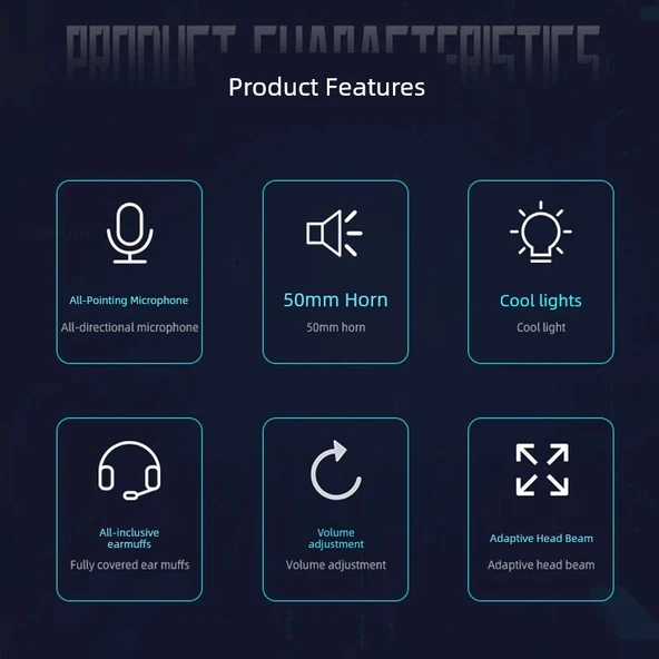 Siyah USB Işıklı Kablolu Gaming Kulaklığı - 3