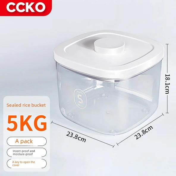 Pirinç Saklama Kabı - 5kg Şeffaf Küçük Boy