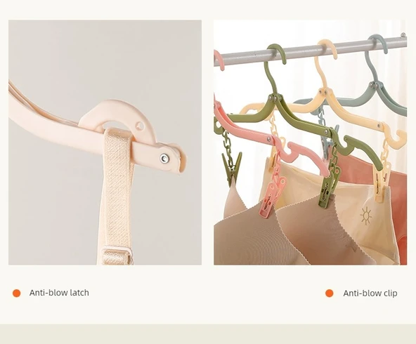Katlanabilir Seyahat Tipi Elbise Askısı - Pembe - 5'li Paket [Klipsli] - Resim 9