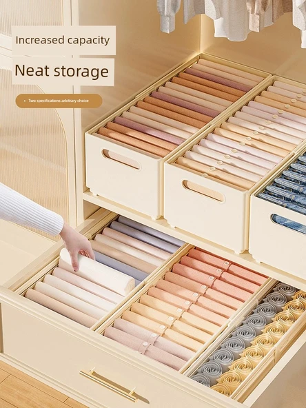 Çekmeceli Katmanlı Saklama Kutusu - Krem - Ekstra Büyük - 3'lü Paket (30 Kot) - Resim 2