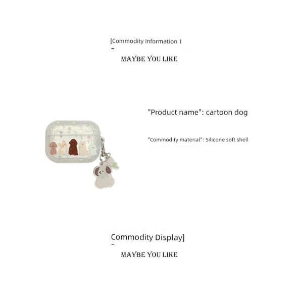 AirPods 4 için Çiçek ve Köpek Desenli Silikon Koruyucu Kılıf - Şeffaf Çerçeveli - 7
