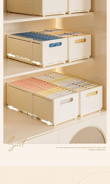 Çekmeceli Katmanlı Saklama Kutusu - Krem - Ekstra Büyük - 3'lü Paket (30 Kot) - Resim 11