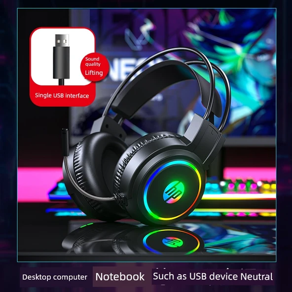 Siyah USB Işıklı Kablolu Gaming Kulaklığı