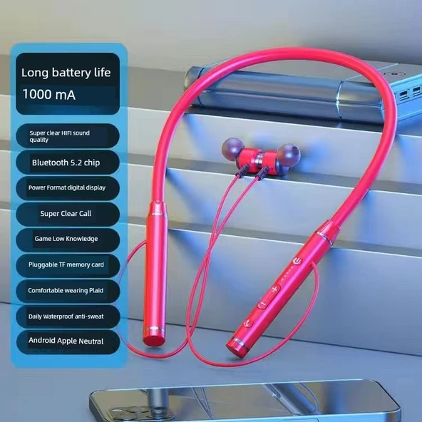 A8# Şövalye Kırmızısı Tek Bataryalı Kulak İçi Bluetooth Kulaklık