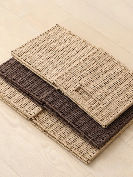 Japon Stili Dokuma Saklama Kutusu - Ham Renk 27x27x27 cm - Resim 4