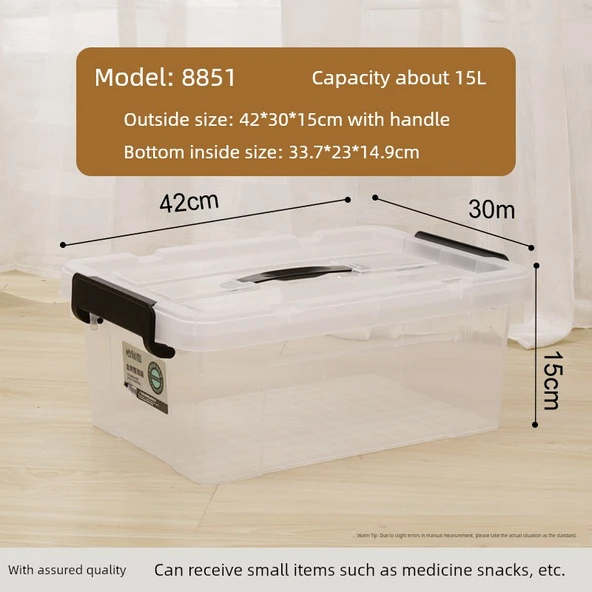 Şeffaf Kapaklı Plastik Saklama Kutusu - 15 Litre - 42x30x15 cm