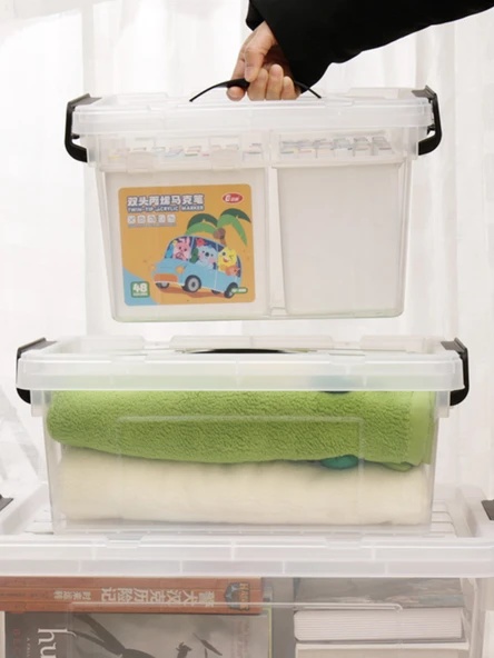 Şeffaf Kapaklı Plastik Saklama Kutusu - 100 Litre - 64x44x40 cm - 4