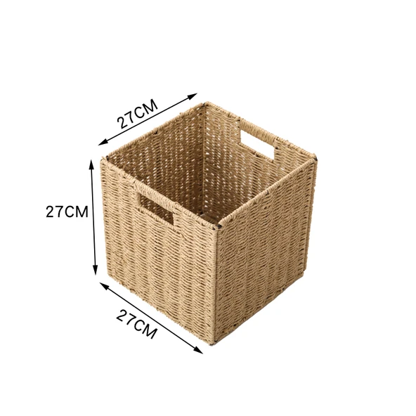Japon Stili Dokuma Saklama Kutusu - Ham Renk 27x27x27 cm