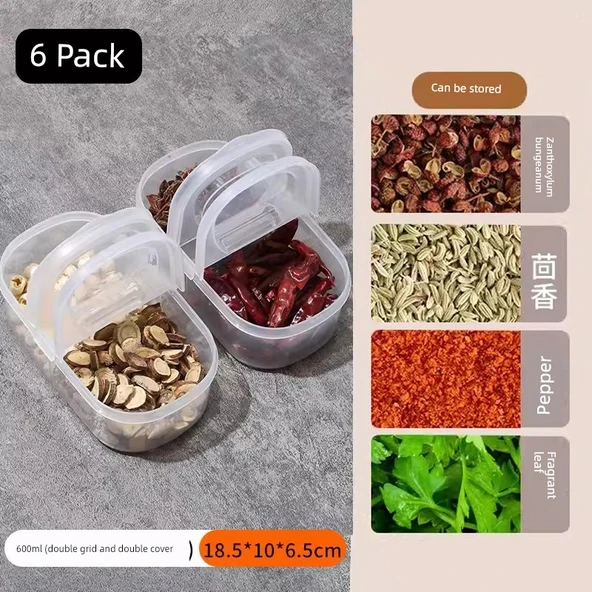Mutfak Baharat Saklama Kutusu - 6'lı Set - 600ml