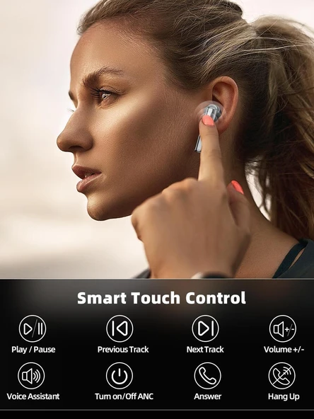 40dB Aktif Gürültü Önleyici Bluetooth Kulaklık - Siyah Gümüş Kaplama - 3