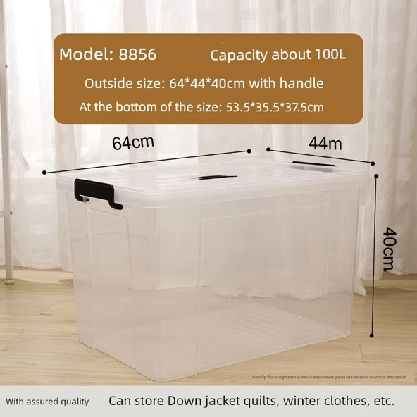 Şeffaf Kapaklı Plastik Saklama Kutusu - 100 Litre - 64x44x40 cm