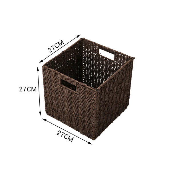 Japon Stili Dokuma Saklama Kutusu - Kahve 27x27x27 cm