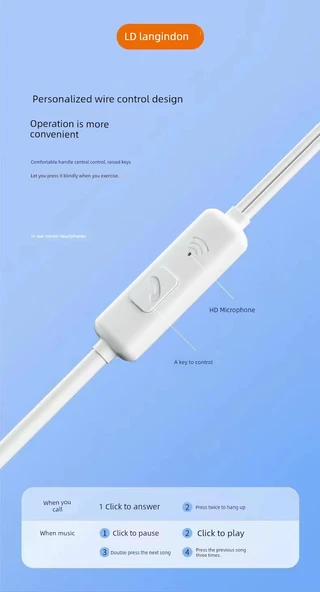 L01 3.5mm Mikrofonlu Düz Kulaklık Yuvarlak Girişli Kablolu Kulaklık - 8