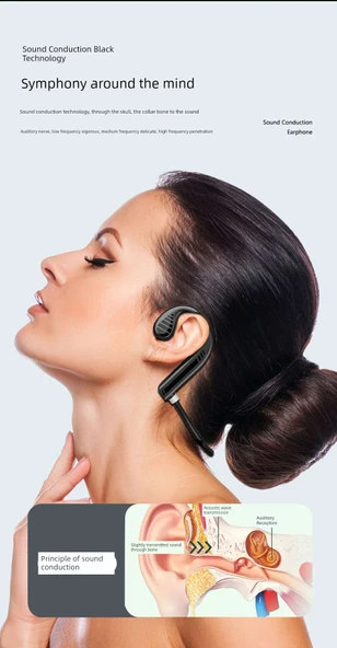Kemik İletimli Bluetooth Kulaklık - W10 Siyah/Mavi [Paket] - 9