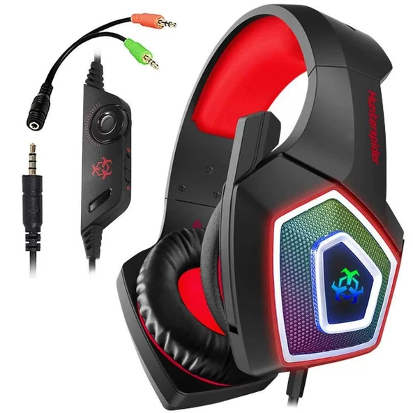 V1 RGB Oyuncu Kulaklığı - Siyah ve Mavi - 3.5mm Bağlantı - 9