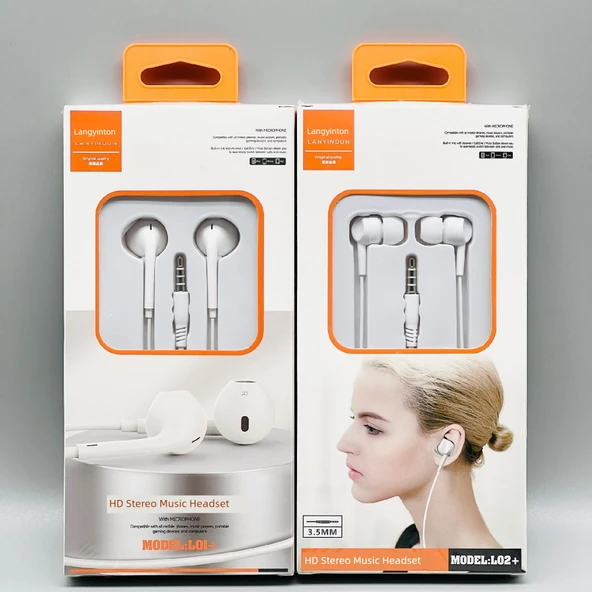 L01 3.5mm Mikrofonlu Düz Kulaklık Yuvarlak Girişli Kablolu Kulaklık - 2