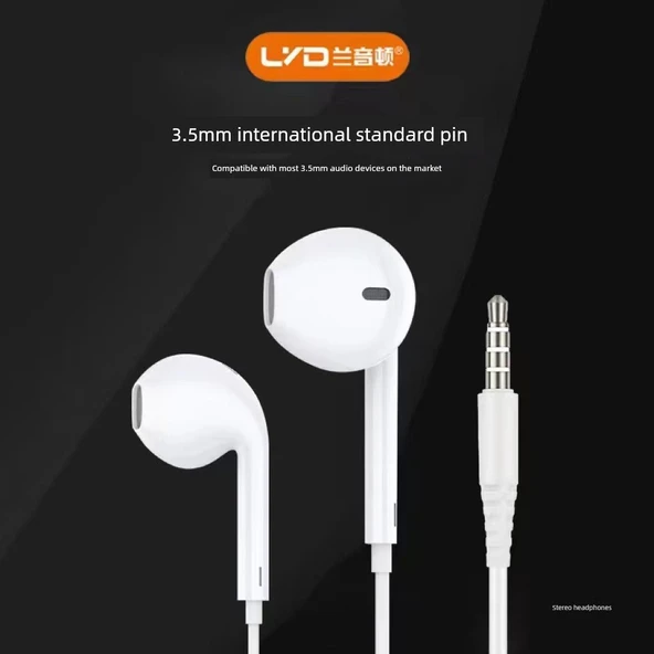 L01 3.5mm Mikrofonlu Düz Kulaklık Yuvarlak Girişli Kablolu Kulaklık - 4