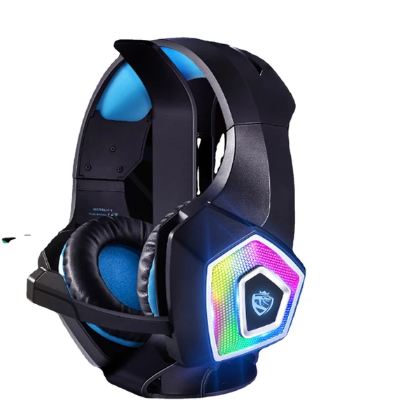 V1 RGB Oyuncu Kulaklığı - Siyah ve Mavi - 3.5mm Bağlantı - 6