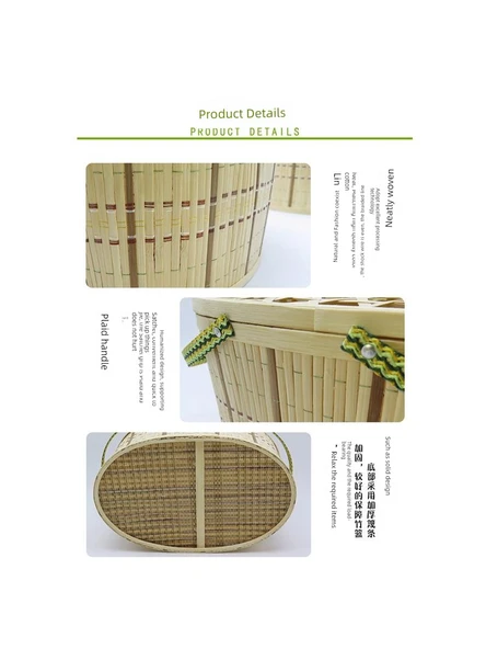 Bambu Dokuma Yumurta Sepeti - 1.50-2.00kg (30-40 Yumurta) 27*17*13cm - Yumuşak Saplı - 6