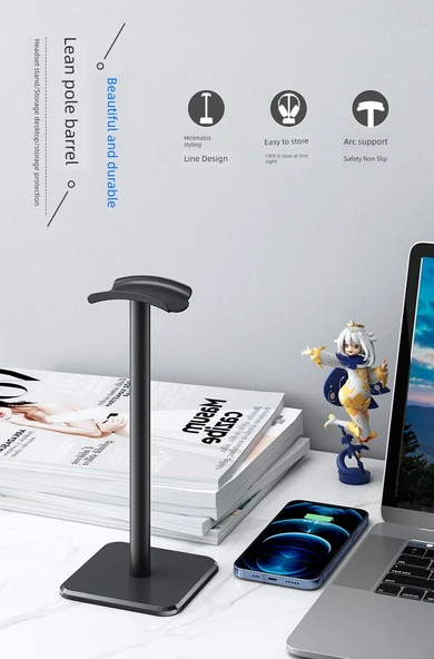 Minimalist Alüminyum Alaşımlı Kulaklık Standı - Beyaz - 9
