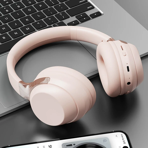 Bluetooth 5.2 Gürültü Önleyici Kablosuz Oyuncu Kulaklığı - Pembe