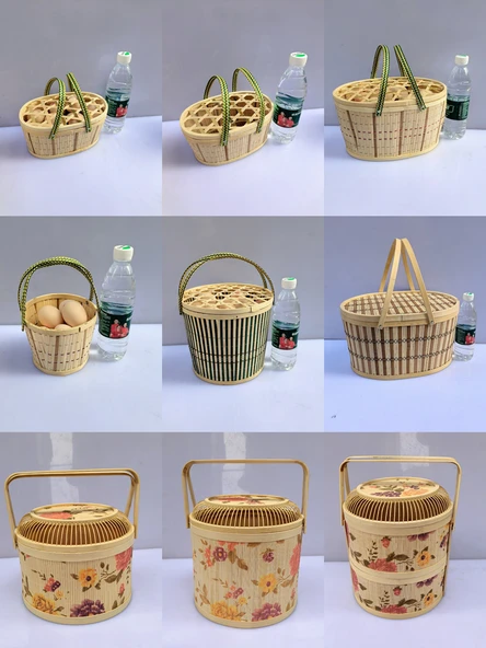 Bambu Dokuma Yumurta Sepeti - 2.50kg - Yeşil - Kalınlaştırılmış - 3